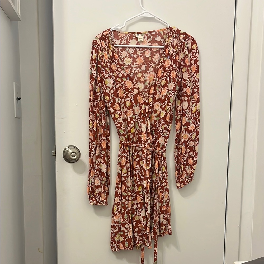 Billabong Long Sleeve Wrap Floral Print Dress